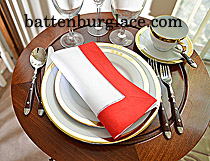 White Hemstitch Diner Napkin wtih Red colored Trim-Border